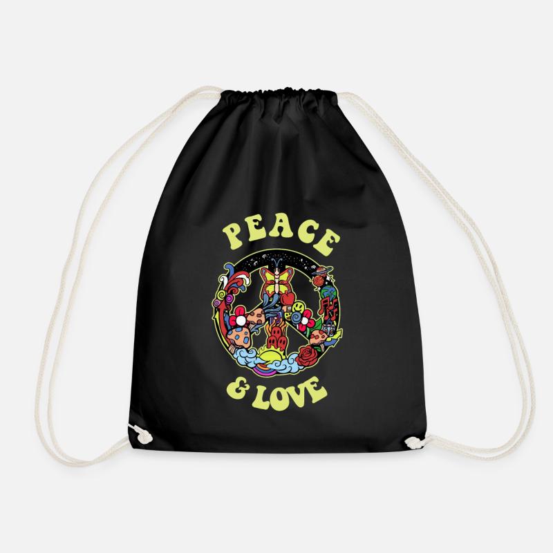 Hippie Geschenk Acidhead Flowerpower Hippi Hippy - Turnbeutel - Schwarz
