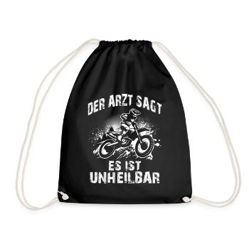 Motocross Geschenk Für Enduro Supermoto Dirt Bike - Turnbeutel - Schwarz - Vorne