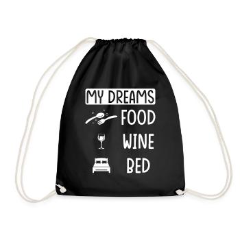 Food Wine Sleep - Drawstring Bag - black - Front