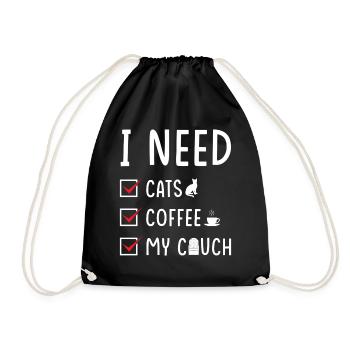 katzen Kaffee Couch - Turnbeutel - Schwarz - Vorne