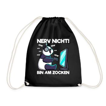 Nerv nicht bin am Zocken Gaming Panda - Turnbeutel - Schwarz - Vorne