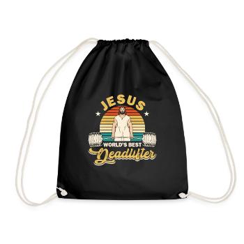 Jesus Weightlifter - Drawstring Bag - black - Front