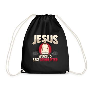 Jesus Weightlifter - Drawstring Bag - black - Front