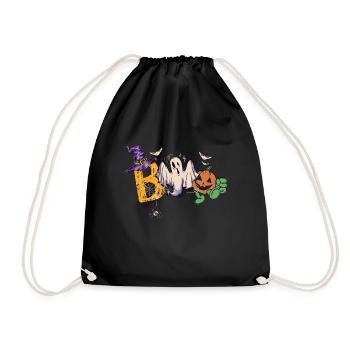 Boo Halloween Bat Pumpkin Ghost and Spiders - Drawstring Bag - black - Front