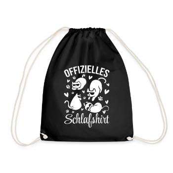 Katzen Schlafshirt Offizielles Schlafshirt Lustige - Turnbeutel - Schwarz - Vorne
