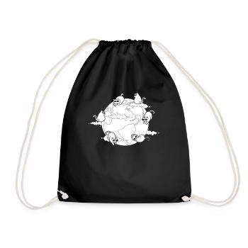 Cat Earth Funny Cat Meme for Cat Lovers - Drawstring Bag - black - Front