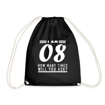 I am 8 – 8th birthday gift - Drawstring Bag - black - Front
