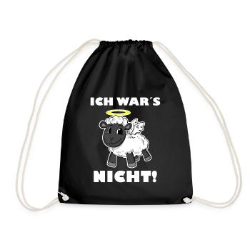 Schaf Engel - ich wars nicht - Turnbeutel - Schwarz - Vorne