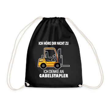 Staplerfahrer Gabelstapler Stapler - Turnbeutel - Schwarz - Vorne