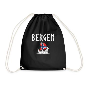 Bergen Norwegian flag, Norway - Turnbeutel - Schwarz - Vorne