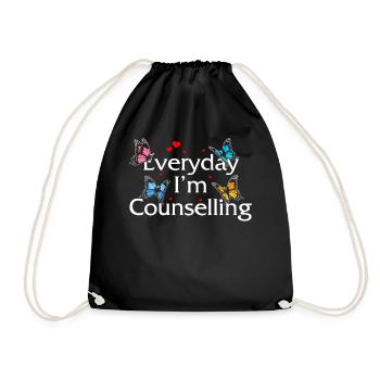 Mental Health Shirt, Everyday I'm Counseling - Drawstring Bag - black - Front