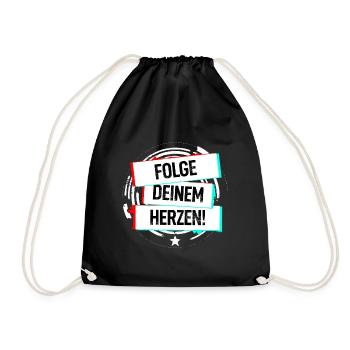 Folge Deinem Herzen! - Turnbeutel - Schwarz - Vorne