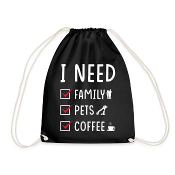 Family Animals Coffee - Drawstring Bag - black - Front