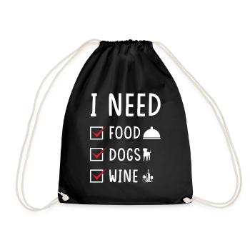 Essen Hunde Wein - Turnbeutel - Schwarz - Vorne