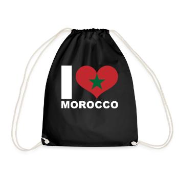 I love Morocco heart flag Morocco - Drawstring Bag - black - Front
