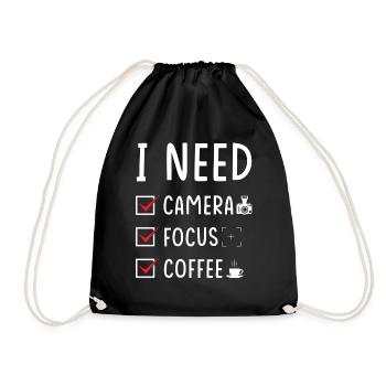 Photographer Camera Focus Coffee - Drawstring Bag - black - Front