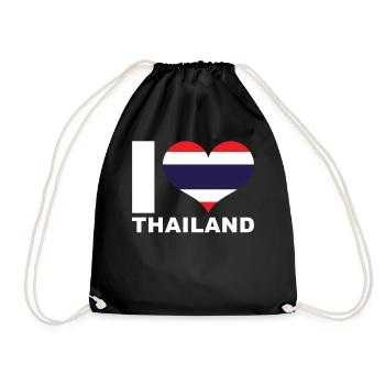 I love Thailand heart flag Thailand - Drawstring Bag - black - Front