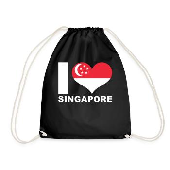 Ich liebe Singapur Herz Flagge Singapur - Turnbeutel - Schwarz - Vorne