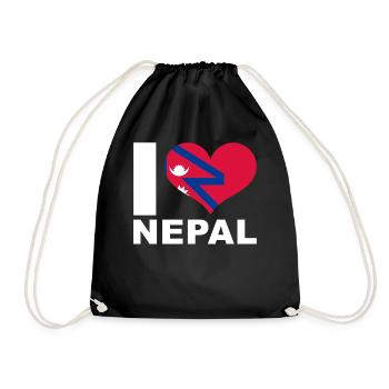 J’adore le drapeau du cœur du Népal - Sac de sport léger - noir - Devant