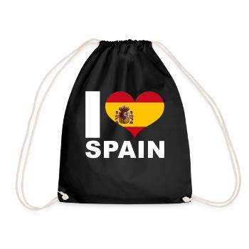 I love Spain heart flag Spain - Drawstring Bag - black - Front