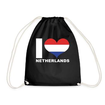 I love Netherlands heart flag Netherlands - Drawstring Bag - black - Front
