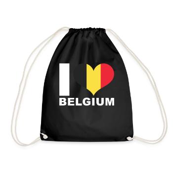 I love Belgium heart flag Belgium - Drawstring Bag - black - Front