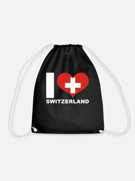 Ich liebe Schweiz Herz Flagge Schweiz - Turnbeutel - Schwarz