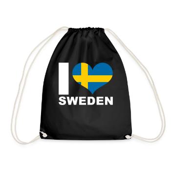 Ich liebe Schweden Herz Flagge Schweden - Turnbeutel - Schwarz - Vorne