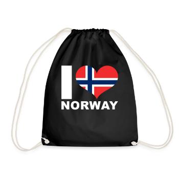I love Norway heart flag Norway - Drawstring Bag - black - Front