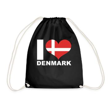 J’aime le drapeau du cœur du Danemark - Sac de sport léger - noir - Devant