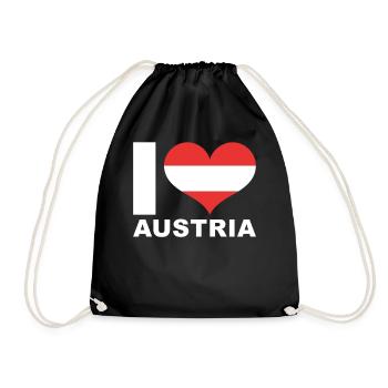 I love Austria Heart Flag Austria - Drawstring Bag - black - Front