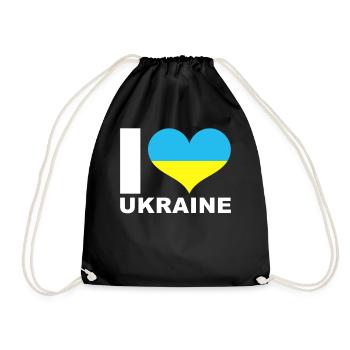 I love Ukraine heart flag Ukraine - Drawstring Bag - black - Front