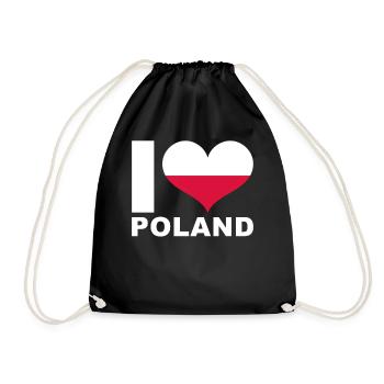 I love Poland heart flag Poland - Drawstring Bag - black - Front