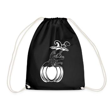 Halloween Pumpkin Dino Pumpkin Halloween Dinosaur - Drawstring Bag - black - Front