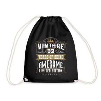 32 Years Of Being Awesome 32 Birthday 32 Years - Drawstring Bag - black - Front