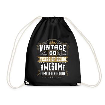 60 Years Of Being Awesome 60 Birthday 60 Years - Drawstring Bag - black - Front