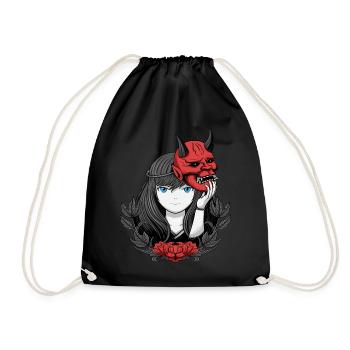 Japanischer Dämon Oni Anime Girl Goth e-girl e-boy - Turnbeutel - Schwarz - Vorne