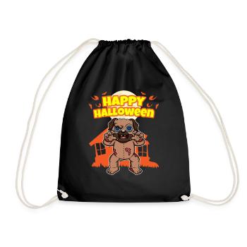 Happy Halloween Scary Funny Hallow's Eve Costume - Drawstring Bag - black - Front