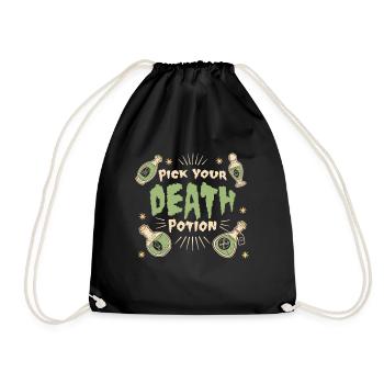 Aqua Tofana Skull Potion Mystery Fan Poison Bottle - Drawstring Bag - black - Front