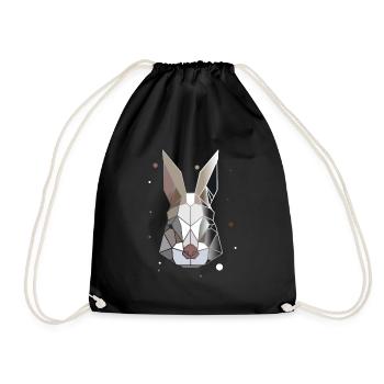 Rabbit Polygon - Drawstring Bag - black - Front