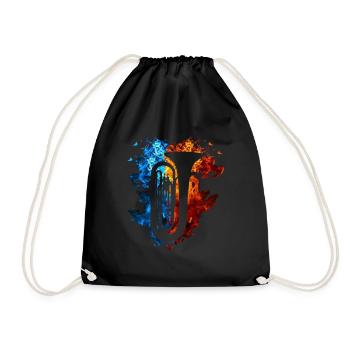 Fire Tuba Burning Musical Instrument Flames - Drawstring Bag - black - Front