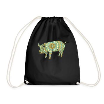 Mandala Pig Geometry Pattern - Sac de sport léger - noir - Devant