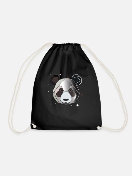 Panda Polygon Kunst Tier Geometrie - Turnbeutel - Schwarz