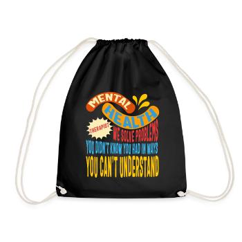 Mental Health Therapist Shirt, Counseling Solve - Drawstring Bag - black - Front