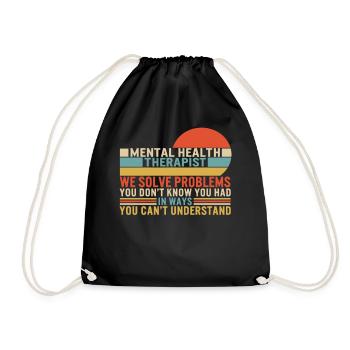 Mental Health Therapist Shirt, Counseling Solve - Drawstring Bag - black - Front