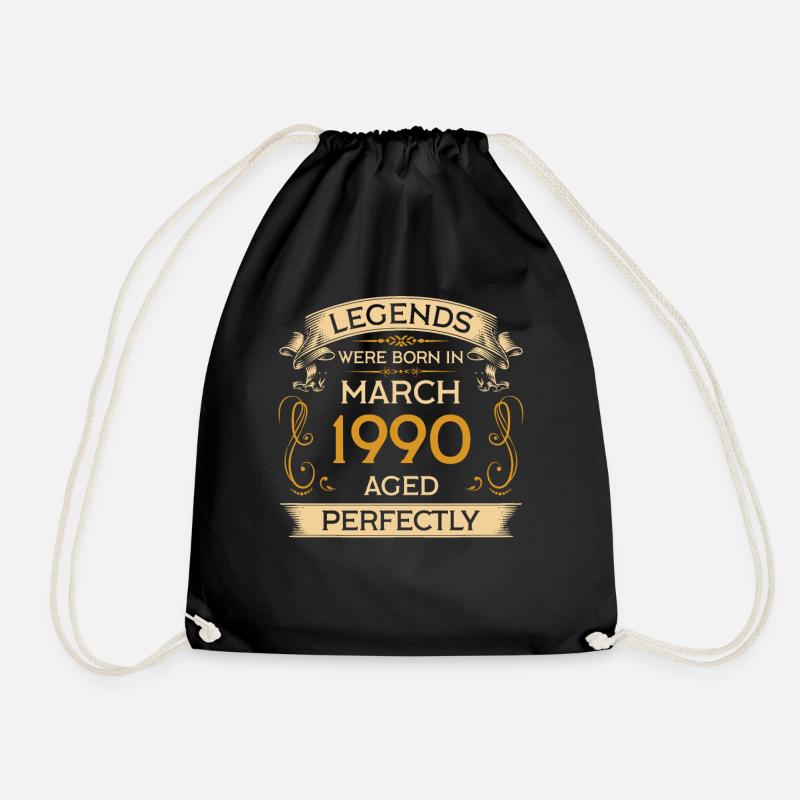 Birthday Legends Were Born in March 1990 - Drawstring Bag - black