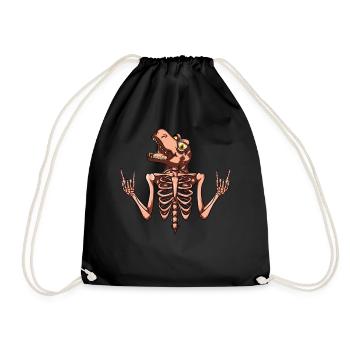 Skeleton with Dino Head Funny Halloween Skeleton D - Drawstring Bag - black - Front