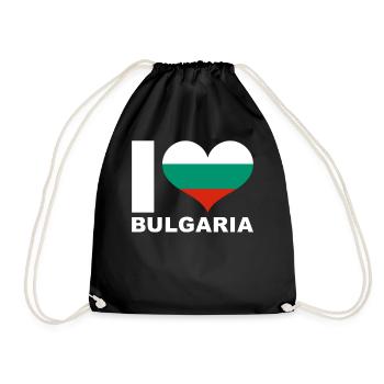 I love Bulgaria heart flag Bulgaria - Drawstring Bag - black - Front