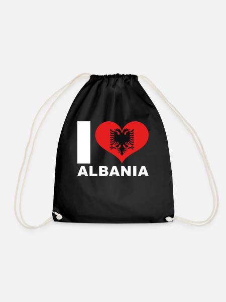 Ich liebe Albanien Herz Flagge Albanien - Turnbeutel - Schwarz