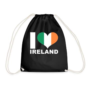 I love Ireland heart flag Ireland - Drawstring Bag - black - Front